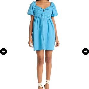 Elegant Blue Puff Sleeve Mini Dress